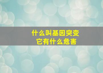 什么叫基因突变 它有什么危害